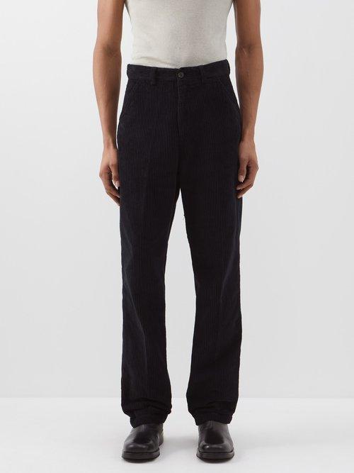 Our Legacy - Cotton-corduroy Straight-leg Trousers - Mens - Black