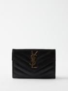 Saint Laurent - Ysl-plaque Quilted-leather Coin Purse - Womens - Black