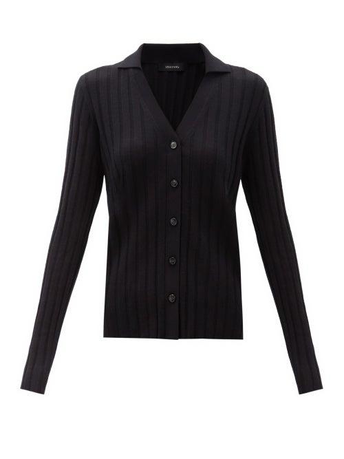 Matchesfashion.com Lisa Yang - Indya Point-collar Ribbed-cashmere Cardigan - Womens - Black