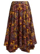 Matchesfashion.com Etro - Gypsum Paisley Print Wool Blend Skirt - Womens - Yellow Multi