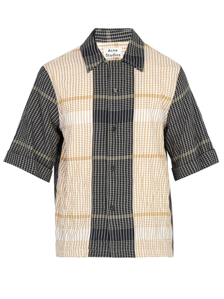Acne Studios Contrast-panel Checked Cotton-blend Shirt