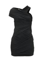 Matchesfashion.com Alexandre Vauthier - Ruched Asymmetric-neckline Mini Dress - Womens - Black