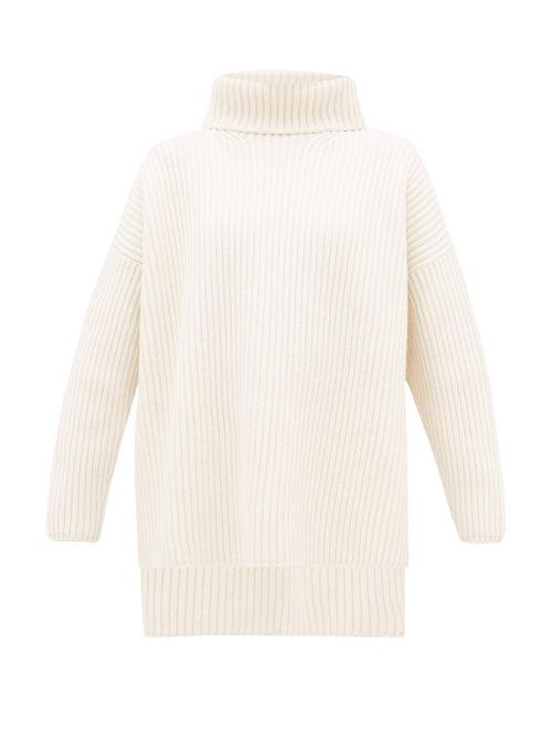 Matchesfashion.com Joseph - Oversized Ribbed Merino Wool Roll Neck Sweater - Womens - Cream