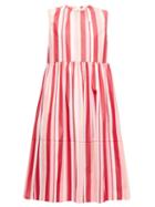 Matchesfashion.com Marni - Striped Cotton-poplin Midi Dress - Womens - Pink Multi