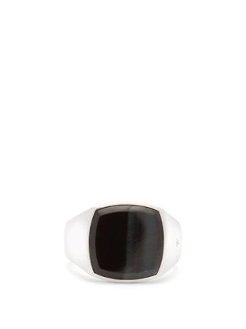 Matchesfashion.com Tom Wood - Cushion Sterling-silver And Hawk Eye Quartz Ring - Mens - Silver