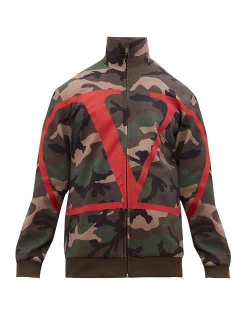 Matchesfashion.com Valentino - Go Logo And Camouflage Printed Jacket - Mens - Khaki