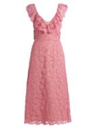 Matchesfashion.com Miu Miu - Heart Macram Lace Midi Dress - Womens - Light Pink