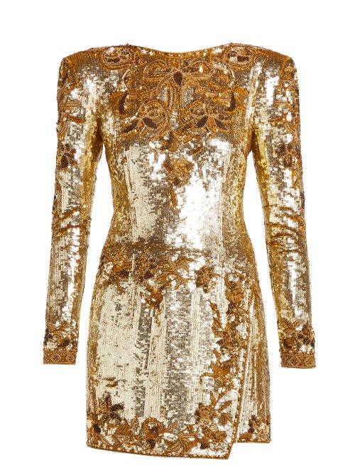 Matchesfashion.com Dundas - Sequinned Silk Mini Dress - Womens - Gold