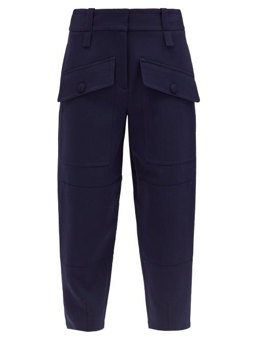 Matchesfashion.com Stella Mccartney - Cecilia Flap-pocket Wool Trousers - Womens - Navy