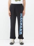 Icecream - Logo-print Cotton-jersey Track Pants - Mens - Black