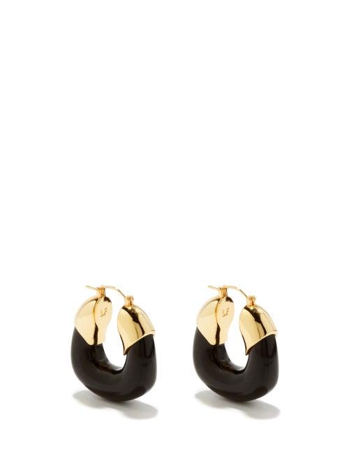 Lizzie Fortunato - The Organic Gold-plated Hoop Earrings - Womens - Black Gold