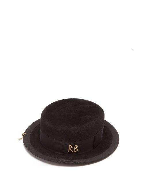 Ruslan Baginskiy - Pearl-strap Felt Boater Hat - Womens - Black