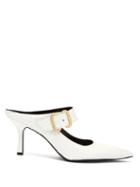 Matchesfashion.com Erdem - Esmie Mary Jane Crocodile Effect Leather Mules - Womens - White
