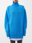 Sa Su Phi - Open-side Cashmere Roll-neck Sweater - Womens - Blue