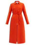 Matchesfashion.com Jil Sander - Zip-through Tie-waist Wool Coat - Womens - Red