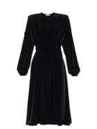 Alexandre Vauthier - Padded-shoulder V-neck Velvet Wrap Dress - Womens - Black