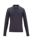 Matchesfashion.com C.p. Company - Logo Embroidered Long Sleeve Cotton Polo Shirt - Mens - Navy