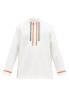 Matchesfashion.com Valentino - Beaded-placket Cotton Shirt - Mens - White