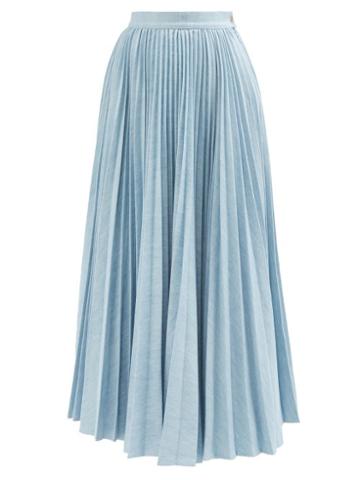 Made In Tomboy - Soleil Pleated Denim Maxi Skirt - Womens - Light Blue