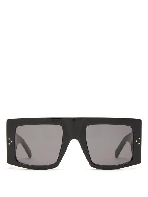 Matchesfashion.com Celine Eyewear - Oversized Flat Top Acetate Sunglasses - Womens - Black