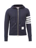 Matchesfashion.com Thom Browne - Four-bar Zip-through Cotton Hooded Sweatshirt - Mens - Navy