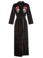 Matchesfashion.com Attico - Mia Embellished Cotton Velvet Robe Coat - Womens - Black Print