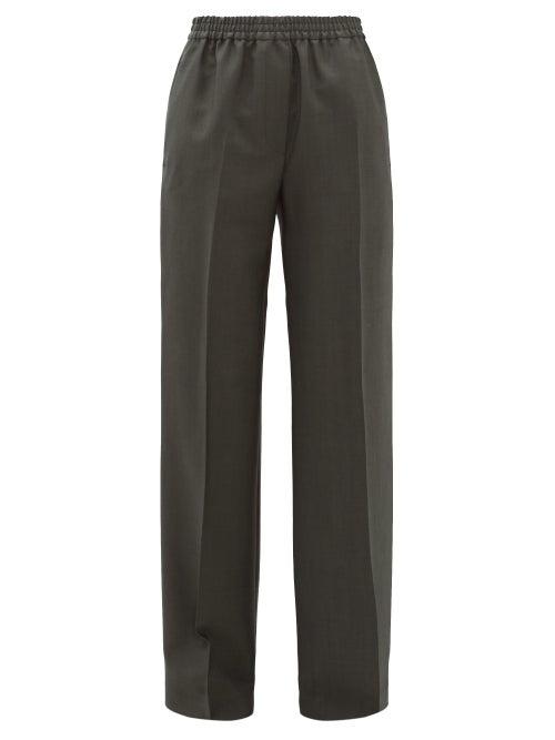 Matchesfashion.com Acne Studios - Pammy Wool Blend Wide Leg Trousers - Womens - Green