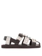 Matchesfashion.com Prada - Stud Embellished Leather Sandals - Womens - Black White