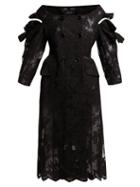 Matchesfashion.com Simone Rocha - Double Breasted Corded Lace Coat - Womens - Black