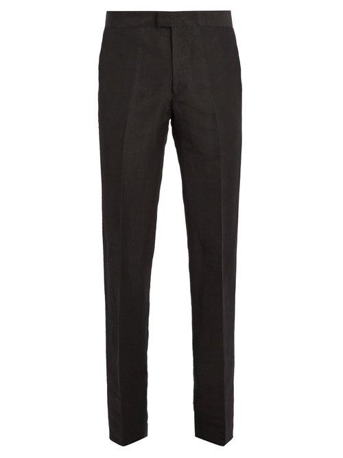 Matchesfashion.com Wales Bonner - Tuxedo Contrast Panel Linen Blend Trousers - Mens - Black