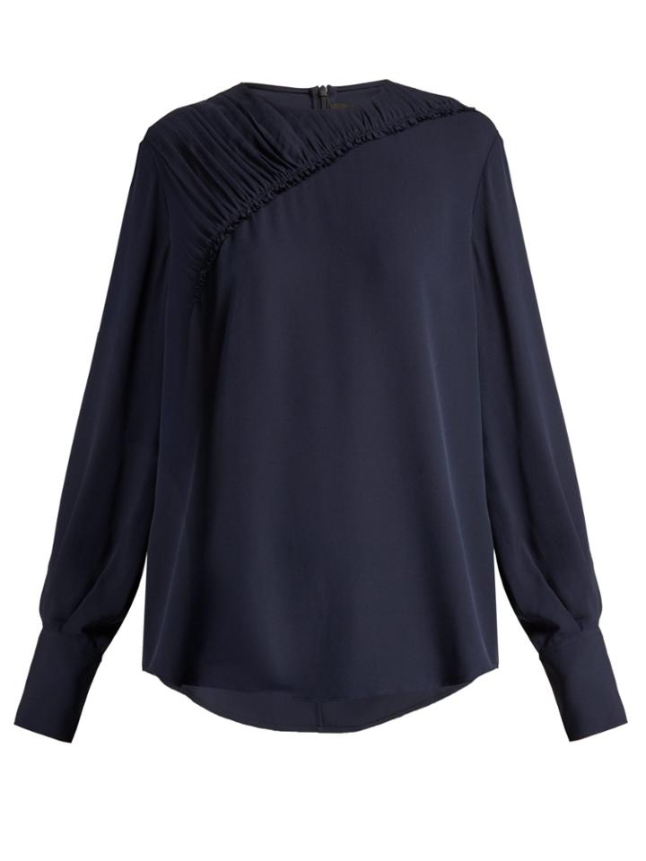 Joseph Sinclair Ruched Silk-crepe Blouse