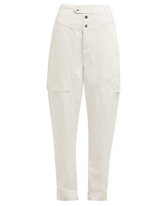 Matchesfashion.com Isabel Marant Toile - Lago Patch Pocket Twill Trousers - Womens - Ivory