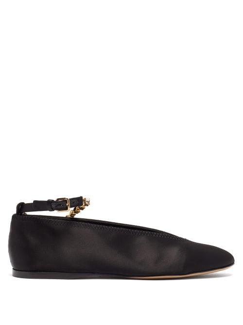 Matchesfashion.com Jw Anderson - Crystal-strap Satin Ballet Flats - Womens - Black