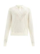 Matchesfashion.com Jil Sander - Ladder-stitched Fine-gauge Wool Polo Top - Mens - White