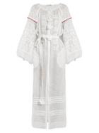 Matchesfashion.com Vita Kin - Butterfly Embroidered Linen Dress - Womens - White