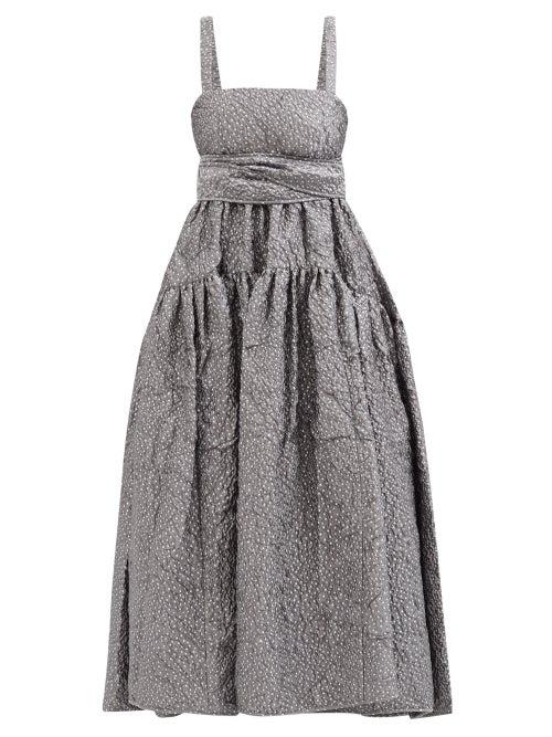 Cecilie Bahnsen - Johanna Belted Flecked-matelass Dress - Womens - Grey