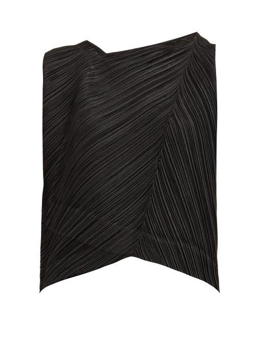 Matchesfashion.com Pleats Please Issey Miyake - Asymmetric Neck Tech Pleated Top - Womens - Black