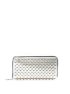 Matchesfashion.com Christian Louboutin - Panettone Speccio Embellished Leather Wallet - Womens - Silver
