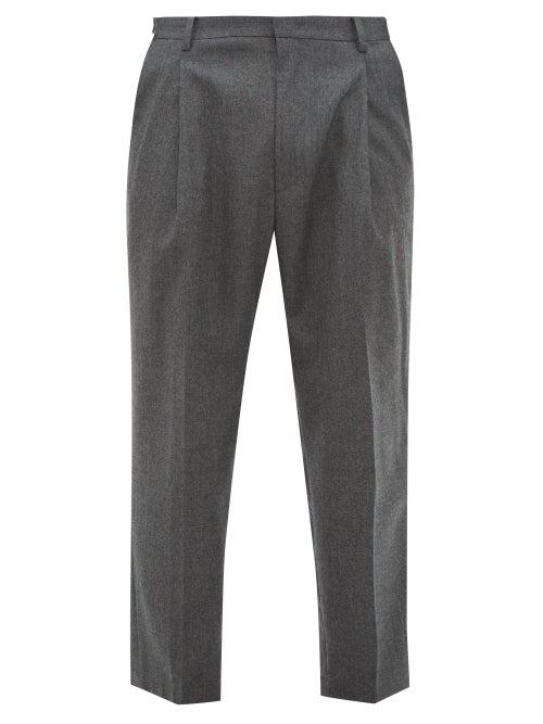 Matchesfashion.com Wooyoungmi - Pleated Wool Blend Trousers - Mens - Grey Multi