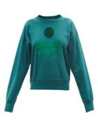 Isabel Marant Toile - Moby Flocked-logo Cotton-blend Jersey Sweatshirt - Womens - Dark Green