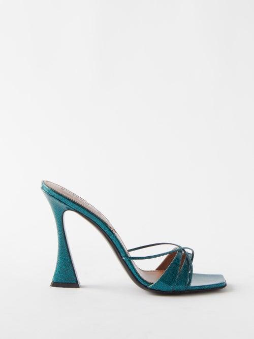 D'accori - Lust Square-toe Metallic-leather Mules - Womens - Blue