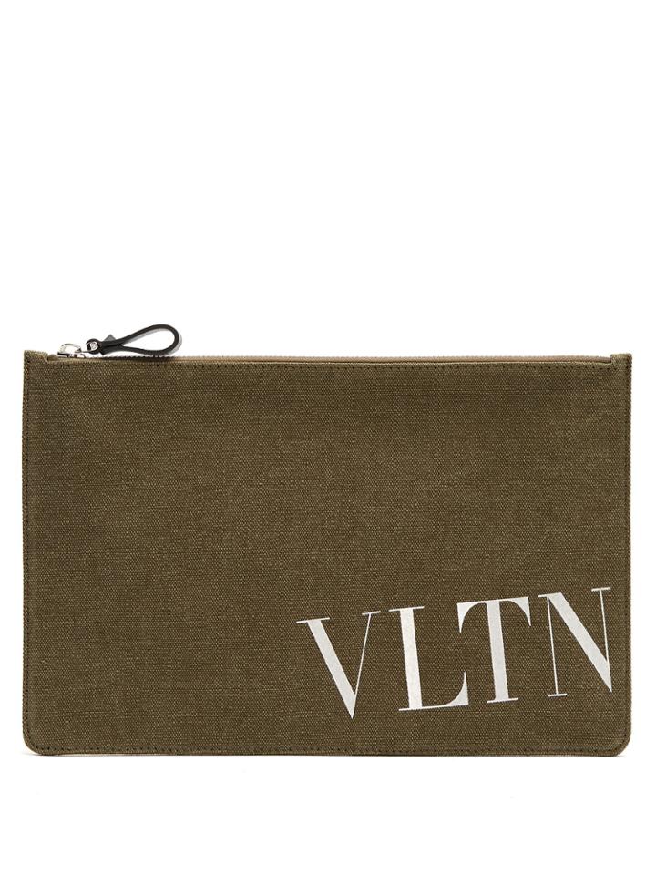 Valentino Vltn-print Canvas Pouch