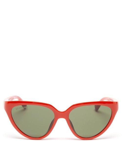 Ladies Accessories Balenciaga - Side Cat Cat-eye Acetate Sunglasses - Womens - Red