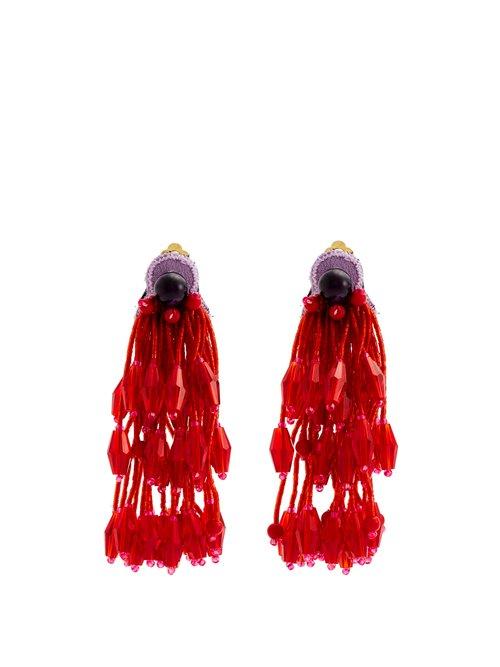 Matchesfashion.com Etro - Bead Embellished Tassel Earrings - Womens - Red