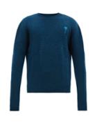 Matchesfashion.com The Elder Statesman - Palm Tree Embroidered Cashmere Sweater - Mens - Blue
