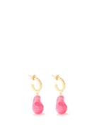 Completedworks - 14kt Gold And Resin Hoop Earrings - Womens - Pink Gold
