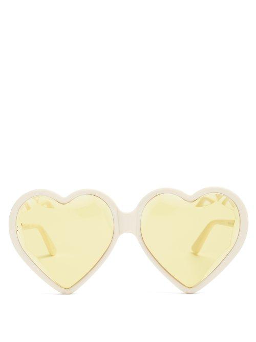 Matchesfashion.com Gucci - Heart Shaped Frame Tinted Sunglasses - Womens - Yellow Multi