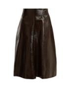Matchesfashion.com Jil Sander - Ethic Coated Cotton A Line Skirt - Womens - Dark Brown