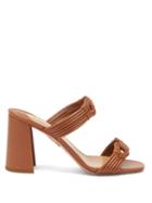 Matchesfashion.com Aquazzura - Noah 85 Block-heel Leather Sandals - Womens - Tan