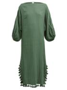 Matchesfashion.com Rhode Resort - Delilah Boat Neck Cotton Dress - Womens - Dark Green